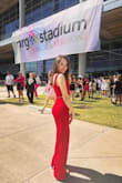 This jumpsuit was beautiful and I received so many compliments. The only thing to note is that I had to get the pants hemmed. They were too long for my small height :) other than that, the fit was great. - Leah M.