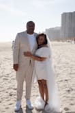 I love this dress!! I originally ordered the dress for my court house wedding but we decided to have beach wedding because we wanted to invite more of our family and friends than the courthouse would allow. I originally ordered a large because I wear a 12-14 in a dress but exchanged for the XL. It fit perfectly and I made no alterations. I added a chapel length veil for the beach. - Michele S.