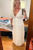 I actually ordered this dress three times. The first one fit well but the zipper was messed up. The second was also hard to zip but wasn't broken. It was a little snug where the lace under my chest was. I decided to order a third just to see. It fit perfectly. I need to lose a little weight in my stomach so it looks better but I am completely happy with it. Bought for my beach wedding. - Melanie P.