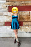 This dress is gorgeous! It's a tad more blue in person but the color is very beautiful. I normally wear xs in lulus dresses and this fit perfectly, I would say it's true to size. The dress ties in the back and the straps are adjustable which is great. - Kellie F.