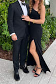 I wore this to a black-tie wedding and I got so many compliments. Simple classic black dress that you can dress up. Material was high quality with the perfect amount of elasticity (not a bodysuit but very flattering) - Kim B.