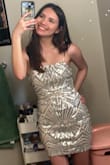 Wore this for graduation and I couldnt be happier! Fits perfectly, is so flattering, and it makes me feel like a disco ball. 10/10 - Natalie K.