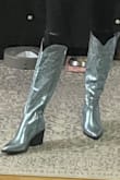 These are fantastic. I got them on sale so they were a super deal. They're very comfortable and not too stiff or weak. The rubber heal makes them more comfortable. Shoes can bother me easily and I wore these for 6+ hours and was fine! Very very cute. Go up to right below my knees - Laurel W.