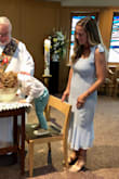 I wore this for my son's baptism. The pretty pale blue and the soft cotton was such a beautiful combination. A little loose in the hips, but not too distracting. - Jessica B.