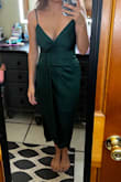 I ordered multiple dresses to try on for an upcoming wedding and this one fit the best/ was the most flattering. I'm 5'2 128 pounds with a mama belly pouch and this hides it well. I purchased a size small, it fits perfectly. - Nikki M.