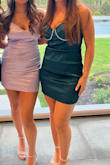 Beautiful dress! Color was amazing with just the right amount of sparkle. I ordered a medium and it was pretty tts. Only comment is the material has a funny sound when you touch it. Loved it! - Emma S.