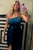 I ordered this for my nephew's wedding and it was just perfect!
I am usually a medium and that's what I ordered..it fit almost perfectly, the top under my left armpit was a tad bit loose and I could've used a little extra stitch, but it ended up being fine and held up great during all the dancing.
I have long legs and it is a bit short, so I did have to think about that when sitting and be mindful of it.
But other than that the color is beautiful, I felt so comfortable in it, the front is also very forgiving on the tummy for eating and I got tons of compliments. - Dawn D.