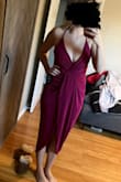 This dress fits perfect! There is a lot of give in the fabric so you could size up or down depending on how tight you like it. It is a little booby as it's looser in the top but it's very flattering - McChrista B.