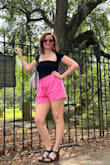 This too has a cute cut and is designed to be snug. I do have to wear a strapless bra with it which is no big deal. If you are like me and have a longer torso be aware that it will fit more like a crop top! I pair it with high-waisted shorts so no big deal. I think it's adorable! - Candace J.