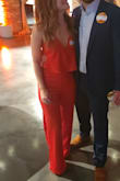 I'm obsessed with this jumpsuit. It fits like an absolute glove. Only thing I had to hem it up a lot but that's expected since I'm only 5'1. I wore this to a charity soiree event and got SO many compliments. Very flattering - Kristina A.