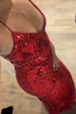 Sequins got stuck a lot onto things. Good length and I'm 5'6 could fit for someone even taller as well. Wouldn't go so well if short most likely tbh - Gina S.