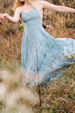 I'm mad I wore this for my engagement photos because it looked so cute that everyone is going to remember if I wear it again. Not if, WHEN! I really like this dress. The burnout fabric is so pretty and the cut of the dress is very flattering. Be careful with the slit - Claire H.