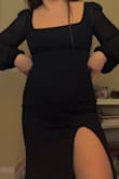 I'm 5'4 so it's hard to find a dress that doesn't need to be tailored, this one is perfect. With some heels, it's the perfect length. The neckline and even the back is so flattering and the sleeves are so cute and still very breathable. Highly recommend! - Jadelyn C.