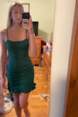I read the reviews before purchasing and a lot of girls said it was pretty long so I was hopeful it wouldn't be too short on me. This dress is the perfect length for someone who is as tall as me and fits so nicely! - Lindsey K.