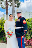 This dress fit perfectly over my 5 month preggy belly. So elegant and beautiful - Stephanie A.