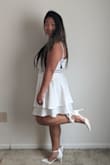 These shoes are perfect! Perfect, perfect, perfect. I love the ankle bows. After reading reviews, I decided to go a half size down. I wear an 8 and a half but sized down to a size 8. They fit like a glove!! I was afraid they would hurt my feet since I wear heels like...once in a blue moon but they are very comfortable! Attached is a picture of the shoes with my dress (I know, price tag is still on the dress lol). I'm wearing this to my wedding and the shoes compliment this dress so well. I can't wait to show them off!! Definitely recommend!! - Melissa M.