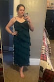Love the fuller coverage of this dress! It's also almost impossible to find a dress I feel comfortable in without a bra and that's this dress. The slits run a little high but I love that for the summer wedding I'm planning to wear it to. It does hit at kind of a weird spot but with the slits I think it's totally fine, especially because I plan on wearing heels. - Elyse B.