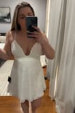 I love this dress and plan to wear it for my wedding after-party. It's very flattering on my shape and I love that it's still classic without being boring. I likely will use some tape to keep the girls in place but otherwise found it to be a perfect fit and very comfortable. - Carol M.