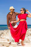 I loved to dress for my anniversary photo shoot. 
The skirt is heavy but, I had no problem. I got soooo many compliments! - Robin J.