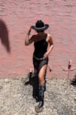 This Sheer Stunner Black Crochet One-Shoulder Midi Bodysuit Dress was absolutely perfect for Stagecoach! It was so comfortable and I loved the fabric! Highly recommend. - Alexis B.