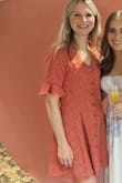 This dress has so many great qualities. One of my favorites being that there is a hidden snap button behind the fabric in the bust area to ensure extra closure. You can dress this up or dress or down. It's quality fabric and comfortable. Just all around a great dress for so many occasions! - Lauren G.
