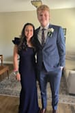 My daughter looked stunning in this classic and elegant dress. The fit was perfect . The asymmetrical neckline was unique and flattering. She felt confident and beautiful at her prom. - Kari R.