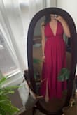 This dress is so beautiful and flattering. I fell in the love with the color online and it really does live up to expectations. There aren't adjustable straps so that was the main reason I had to go down to a smaller size. I'm usually a medium, but the small fit best, although a little snug. I would've had to get it hemmed, it's super long. I bought this for a wedding guest dress but ultimately went with a different dress for fit reasons. - Michele L.