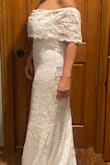 I have no idea what my measurements are. I took a chance and I am glad I did. I am getting the dress shortened by two inches which is no issue. I couldn't be happier. The top is a bit wrinkled from shipping but once it's on for alterations I may have them tighten it a bit. As far as the over-shoulder material. It hides all imperfections!!!!! - Joseph H.