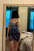 The color of the denim blue seemed more purple toned than blue, especially in natural lighting. This dress is also very short on me in the back and the straps were way too long. Overall not comfortable or confident wearing this out of the house so I'll be returning. - Haley K.