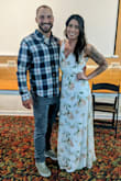 This dress was so pretty! I wore it for my bridal shower. I don't know my waist or hip measurements, but I'm about 140lbs (a lot of weight sits in my hips and thighs) & athletically built. I did pin the front shut a bit because I am smaller up top and didn't want a mishap! I didn't have to wear a bra with it at all, though! The length was VERY long, but I knew this when I bought it. I wore 4inch heels but still had to lift my dress most times when I walked. The back was a deep V and zipped right to the top of my bottom. It was very comfortable! Everyone LOVED IT at my bridal shower and I got so many compliments! If you are taller, I'd say this is the dress perfect for you! And if you are average like me & don't mind it dragging, buy it, too! - Katie D.