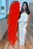 Whore this for my rehearsal dinner, this is a very beautiful piece, so comfy and not see-through. You can dress it up or make it a very casual look. I got a M but a S would have been better for me. It ran long but high heels definitely help. - Jhoanny O.