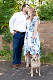 I love this dress and ended up eloping in it. I ordered both the medium and the large in order to ensure I could wear the dress as the pattern matched our colors perfectly. I ended up going with the medium, and had it altered as the front kept popping open and was quite a bit revealing (they just sewed it closed) and it was a bit long in the back even with my heels. - Paradis V.