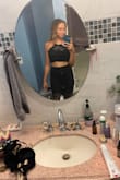 Gorgeous set so fun for vacation! The crochet material is a little stretchy so I would def stay your size or size down for a more fitted look. The top is still a little big but you can adjust the straps tighter which is nice! Love this set I wore to a luau!! - Maggie M.