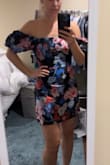 Absolutely loooooved this dress and really wanted to wear it to my event but just ended up going with a different dress I got on sale on Lulus. I preferred the sleeves yo rest on my arms versus puffed on the shoulders. The dress fit perfectly up top but I did have to squeeze my butt in a bit when putting it on (I am really small up top and have thicker thighs and butt). Once it was in and zipped up it was just a teeny bit tight on the bottom but nothing uncomfortable. I still felt great in it and felt like it really flattered my figure as well. I think a S would have been way too big on my chest. - Larisa P.