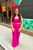 This jumpsuit is extremely flattering and so classy while also being sexy. I wore it this year for my 36th birthday and absolutely loved it. Very nice, thick, stretchy material. I am tall, so I ordered the large originally and everything fit okay, but the top was too short for my liking so I went with an XL and it was a little big in the pants but all together was a great look! Could be worn with a blazer in the winter as well and would look great separate with other tops/bottoms. - Lauren S.
