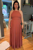 I went through a lot of reviews and pictures to find a bridesmaid dress and this one is perfect! It's a bit long for me (5'3") but with some heels, it's good! I'm postpartum and really appreciate the open hip area and it's light weight! - Rachel S.