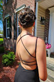 Our daughter was invited to another school's prom at the last minute. She chose this dress and we purchased a SMALL and took a chance. It fit beautifully, arrived within 2-3 days of ordering and no alterations were required. It really looked beautiful and was not too revealing. She felt very confident and comfortable and received many compliments. The back of the dress is the show stopper. Absolutely perfect! - Laurie D.