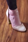 I have short wide feet, but usually a 7.5 fits ok. These fit fine in the toe box but had nearly 1/2" of space at the back of the heel. Which means the width was about right for a size 7.5 but the length was more like an 8 or bigger. Good quality otherwise. - Nicole P.