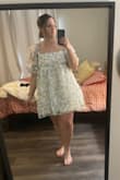 The dress is cute and the material is decent but it's way too short for my height. It also made me look hella pregnant. I would maybe keep it for a maternity shoot or baby shower but that's about it. - Madison B.