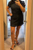 I was apprehensive about the length after reading other reviews. I am 48 with an apple shape and this dress hits all the marks. Perfectly drapes over the imperfections and is short enough to showcase the legs but not too short that I'm uncomfortable. 10/10 - Stephanie S.