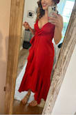 Loved this! Got so many compliments! Very flattering and doesn't do the static cling thing that a lot of silky dresses do! - Katie S.