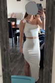 Love the on strap on the top and slit in the skirt! - Samantha M.