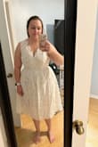I bought this dress to wear to my rehearsal dinner and it is perfect! Fits me like a glove, is the perfect length, and has pockets! The lace is really elegant and it's comfortable! Trust me buy this dress! - Natalie H.