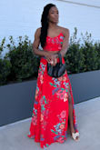 Ive worn this once so far to dinner and got a ton of compliments. The color is amazing, really pops and the material feels great,  it's a comfortable flattering cut you can adjust to fit your shape just right. 

The skirt is heavy so you do need to make sure you tie it right so it doesn't slip down.

The skirt is VERY long. I have long legs and still had to wear a little heel and pull up the skirt as much as possible to stop from dragging too much on the floor. Even then, I still held it up as I walked.  


Love this outfit I would buy again in a different color. - Victoria F.