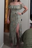 Love this dress for the price. I don't foresee getting a lot of washes out of it but for the price, that's totally fine. There's not a lot of give in the fabric but it fit comfortably. The hidden zipper is a great feature. Can be worn on the shoulder or off. Shipped fast. - Hailey F.