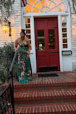 The material was nice and flowing , it was a little long , definitely have to wear heels to prevent it from dragging on the ground. - Kim B.