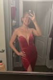 Love this cute little number! The material is super stretchy. The top fits perfectly for my size 34C chest. - Amanda F.