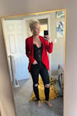 I love this blazer. I have this in all other colors offered. It's adorable over jeans but I also wear it to work as my job requires business professional attire. - Kelsey H.