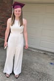 Bought this for my daughter's HS graduation. Great material. She wore black spandex underneath and you couldn't see them. Very well-lined. We did have to get it hemmed because she is short. For a girl who doesn't like dresses this was perfect! - Katie P.