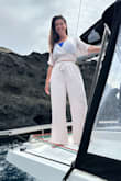 I loved this pick for my honeymoon. I wore this on a boat trip and it was a perfect cover-up! Comfortable and cute. The pants were the perfect length of flip-flops! - Elisabeth D.